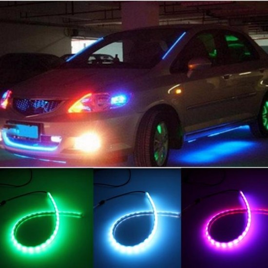60CM RGB LED Strip Light Flexible Neon Hood Car Decorations Kit With Remote Control