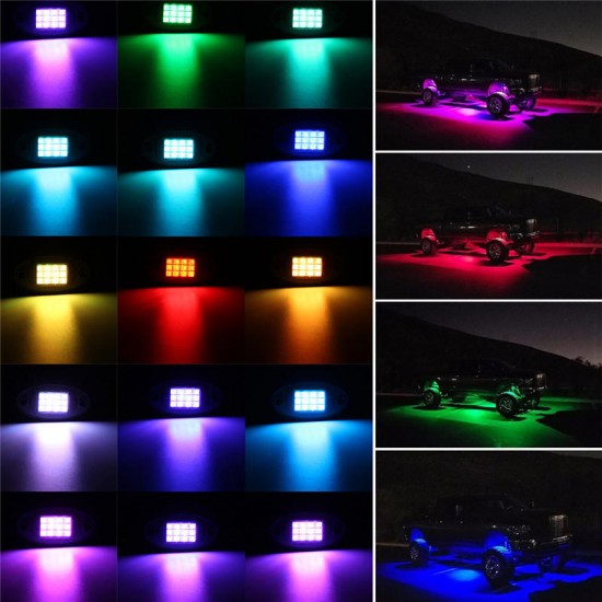 6Pcs Universal Colorful RGB LED Car Lights RF Dual Remote Control 5050 72 Led Waterproof IP68 Energy-saving Ambient Lamp Car SUV Pickup