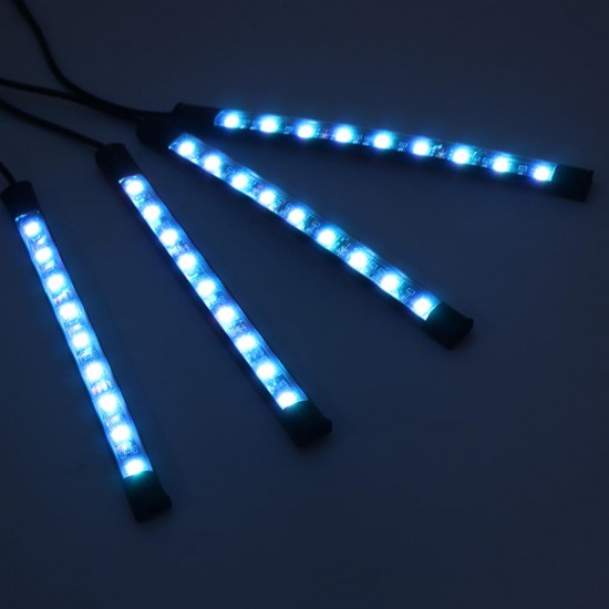 4PCS LED RGB Car Interior Floor Decoration Lights Bars Wireless bluetooth APP Control Atmosphere Lamp Strip with Car Lighter