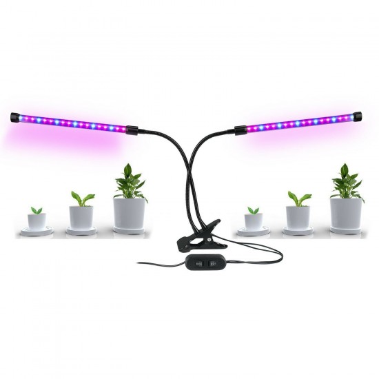 Dual Head 36LED Plant Grow Light 18W Plant Lamp USB Timing Adjustable Flexible Gooseneck for Indoor Plants Greenhouse