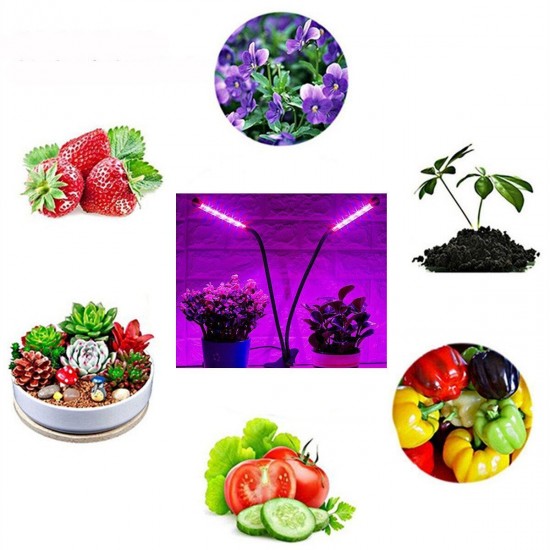 Dual Head 36LED Plant Grow Light 18W Plant Lamp USB Timing Adjustable Flexible Gooseneck for Indoor Plants Greenhouse