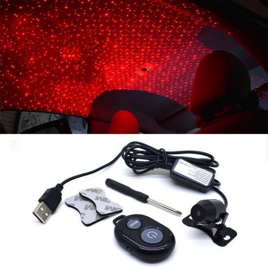 K8 Rotable Car Interior Atmosphere Meteor Starry Sky Light Roof Ceiling Decoration Light 5V USB Red Laser Projection Lamp with Remote