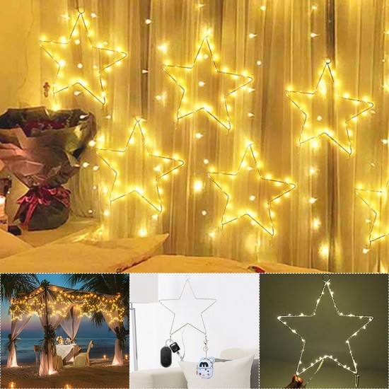 LED 25x25 Shaped Hanging Decorations Lights Illuminative Heart Star Fairy Battery Powered