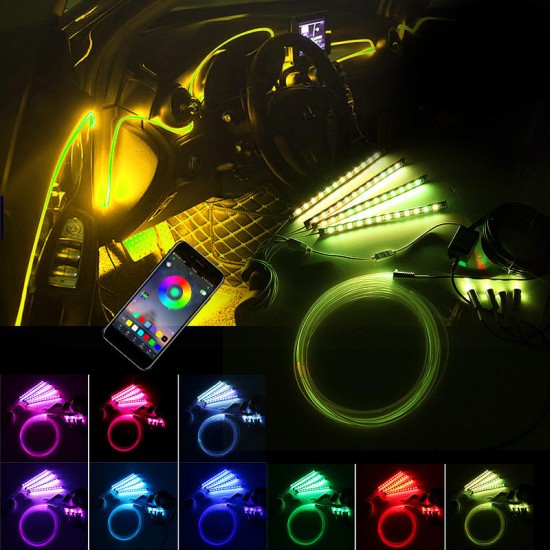 LED Car Interior Floor Lights Strip RGB 6M EL Optical Fiber Decoration Strip Light Lamp bluetooth App Control LED Car Interior Floor Lights Strip RGB 6M EL Optical Fiber Decoration Strip Light Lamp bluetooth App Control