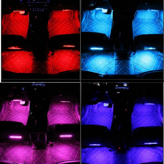 Remote Control Car RGB LED Interior Decorative Floor Lights Atmosphere Strip Lamp 4PCS Remote Control Car RGB LED Interior Decorative Floor Lights Atmosphere Strip Lamp 4PCS
