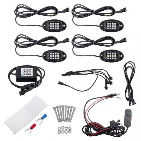 Universal 4Pcs bluetooth RGB LED Lights IP67 Waterproof Floor Am[w12V 14W 1120LM Phone APP Control Universal 4Pcs bluetooth RGB LED Lights IP67 Waterproof Floor Am[w12V 14W 1120LM Phone APP Control