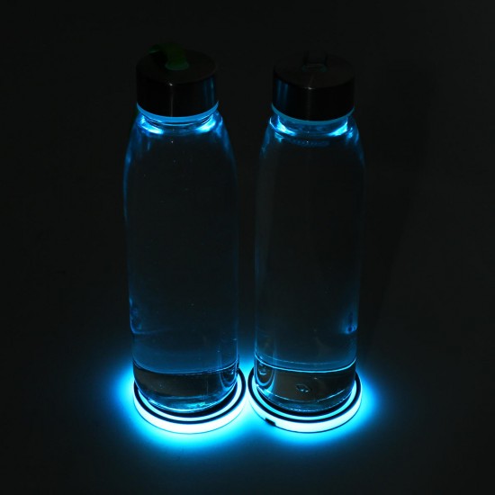 Universal 7 Colors LED Car Cup Holder Pad Bottle Mat Auto Interior Atmosphere Lights USB Charging