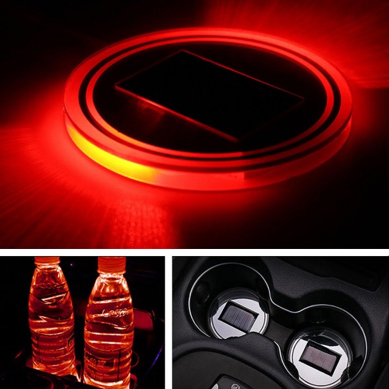 Universal Solar Power Car Cup Holder Pad Multi-color LED Atmosphere Light Acrylic Mat Blue/Red/Green Universal Solar Power Car Cup Holder Pad Multi-color LED Atmosphere Light Acrylic Mat Blue/Red/Green