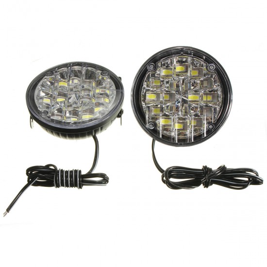 12V 18LED White Round Car Driving Daytime Running Light Fog Light