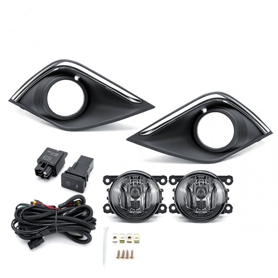 2Pcs Car Front Bumper Fog Lights Lamps With H11 Bulbs Wiring Harness Covers Switch Relay For Mitsubishi Outlander 2016-2018 2Pcs Car Front Bumper Fog Lights Lamps With H11 Bulbs Wiring Harness Covers Switch Relay For Mitsubishi Outlander 2016-2018