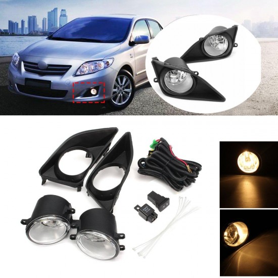 Car Front Bumper Fog Lights H11 Bulbs Amber with Covers Switch for Toyota Corolla 2008-2010 Car Front Bumper Fog Lights H11 Bulbs Amber with Covers Switch for Toyota Corolla 2008-2010