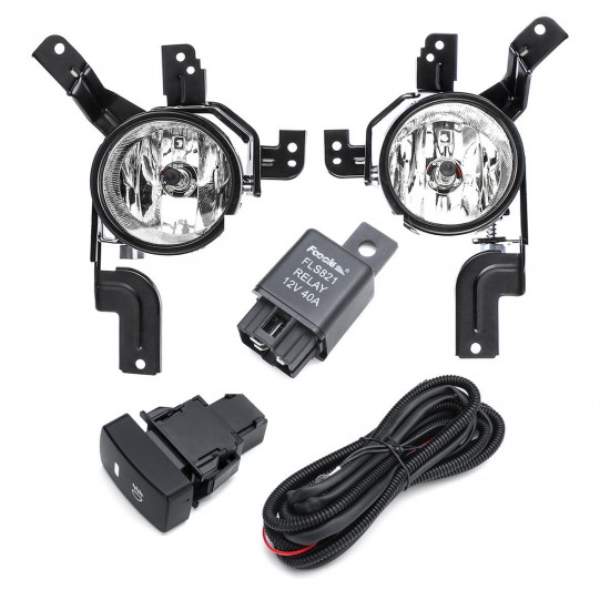 Car Front Bumper Fog Lights Lamps with Bulb Wiring Harness Pair For Honda CR-V CRV 2007-2009