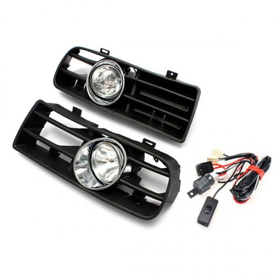 Car Front Fog Light Lamp Grille Set For VW GOLF 1998-2005 Black