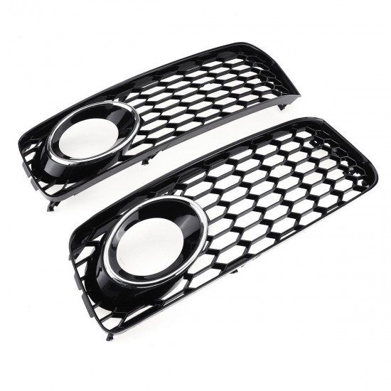 Front Fog Light Lamp Cover Grille Grill Honeycomb Hex Chrome Silver For Audi A5 S-Line S5 B8 RS5 2008-2012 Front Fog Light Lamp Cover Grille Grill Honeycomb Hex Chrome Silver For Audi A5 S-Line S5 B8 RS5 2008-2012