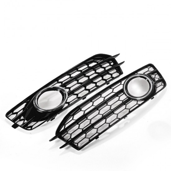 Front Fog Light Lamp Grille Grill Cover Honeycomb Hex Chrome Silver For Audi A3 8P S-Line 2009-2012 Front Fog Light Lamp Grille Grill Cover Honeycomb Hex Chrome Silver For Audi A3 8P S-Line 2009-2012