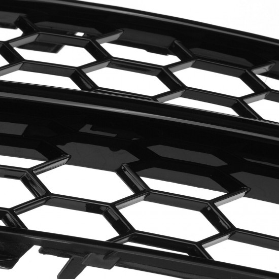 Front Fog Light Lamp Grille Grill Cover Honeycomb Hex RS Style Glossy Black For Audi TT 8J 2006-2014