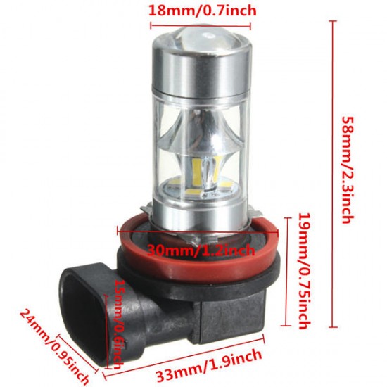 H8 H11 12 SMD 2835 LED Light 60W Car Fog Driving Light Bulb