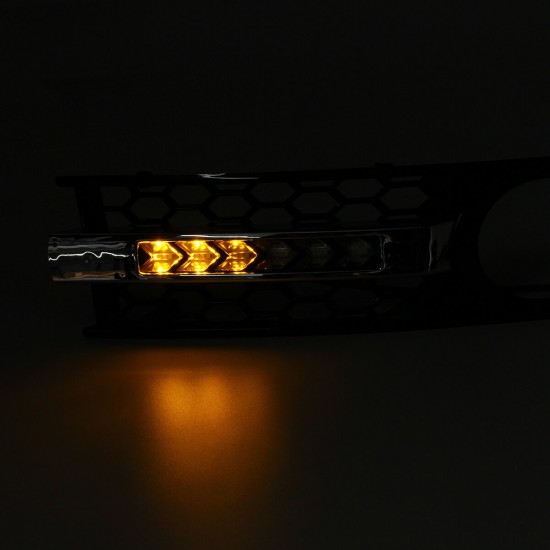 LED Mesh Front Fog Light Cover Plating Mesh Grille Yellow Flowing Turn Signal Lamp White DRL For Audi A4 B6 2001-2005 LED Mesh Front Fog Light Cover Plating Mesh Grille Yellow Flowing Turn Signal Lamp White DRL For Audi A4 B6 2001-2005