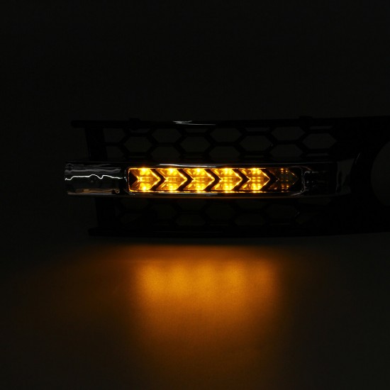LED Mesh Front Fog Light Cover Plating Mesh Grille Yellow Flowing Turn Signal Lamp White DRL For Audi A4 B6 2001-2005 LED Mesh Front Fog Light Cover Plating Mesh Grille Yellow Flowing Turn Signal Lamp White DRL For Audi A4 B6 2001-2005
