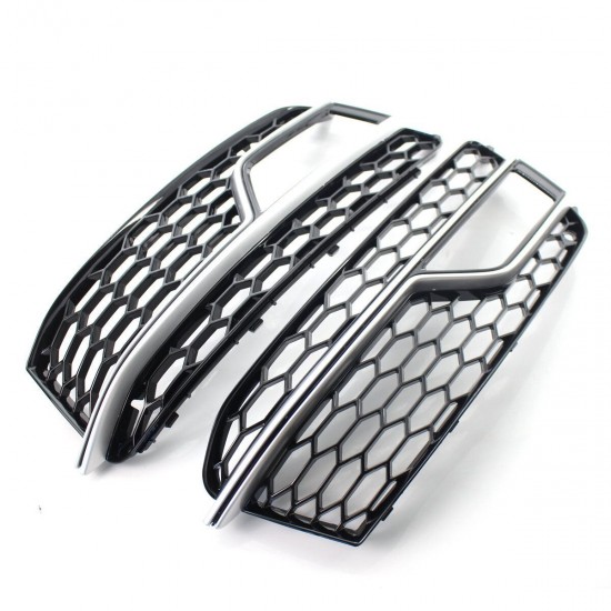 Pair Front Bumper Fog Light Grill Grille Silver Trim For Adufi S-Line A5 S5 2013-2016 Pair Front Bumper Fog Light Grill Grille Silver Trim For Adufi S-Line A5 S5 2013-2016