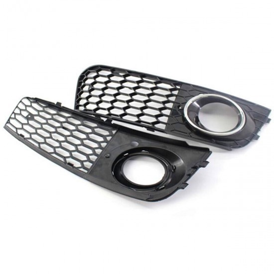 Pair Glossy Black Front Bumper Fog Light Grille?Grill Cover For Audi A4 B8 RS4 style 2009-2012 Pair Glossy Black Front Bumper Fog Light Grille?Grill Cover For Audi A4 B8 RS4 style 2009-2012