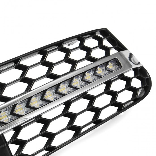 Pair Honeycomb Hex Mesh Fog Lights Cover Grille with Flowing LED Turn Signal White DRL Daytime Running For Audi A4 B8 2009-2011 Pair Honeycomb Hex Mesh Fog Lights Cover Grille with Flowing LED Turn Signal White DRL Daytime Running For Audi A4 B8 2009-2011