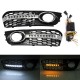 Pair Honeycomb Hex Mesh Fog Lights Cover Grille with Flowing LED Turn Signal White DRL Daytime Running For Audi A4 B8 2009-2011 Pair Honeycomb Hex Mesh Fog Lights Cover Grille with Flowing LED Turn Signal White DRL Daytime Running For Audi A4 B8 2009-2011