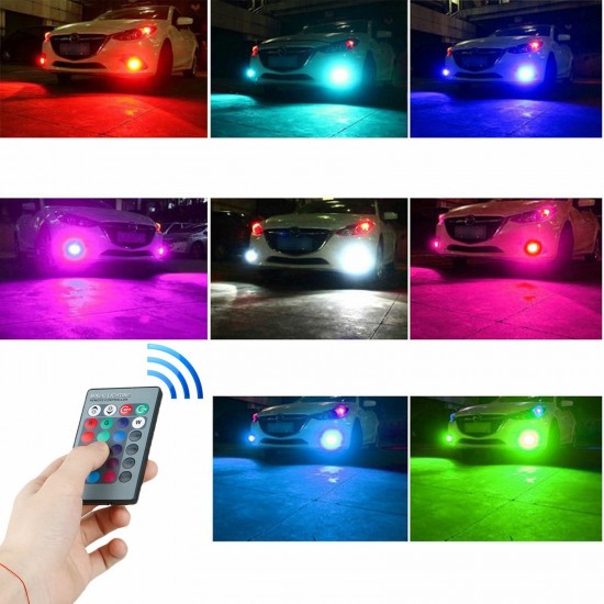 RGBW Multi-Color Car Headlight Fog Light Bulb H7 H11 9005 9006 with 24-Key Remote Controller 12V
