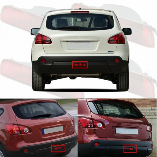 Red Rear Central Bumper Reflector Fog Light Lamp For Nissan Qashqai 2007-2013