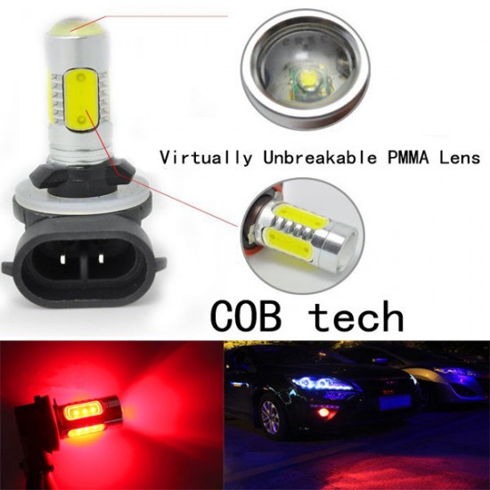 Single 881 7.5W 6000K Red COB Car LED Fog Lights Bulb Lamp