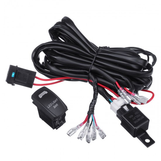 Universal 5 Pin Car 12V Waterproof LED Work Light Fog Lamp Bar Lighting Switch Relay Wiring Harness Kit