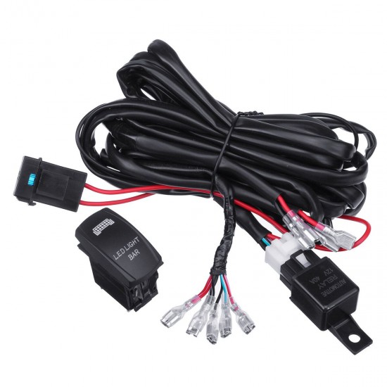 Universal 5 Pin Car 12V Waterproof LED Work Light Fog Lamp Bar Lighting Switch Relay Wiring Harness Kit Universal 5 Pin Car 12V Waterproof LED Work Light Fog Lamp Bar Lighting Switch Relay Wiring Harness Kit