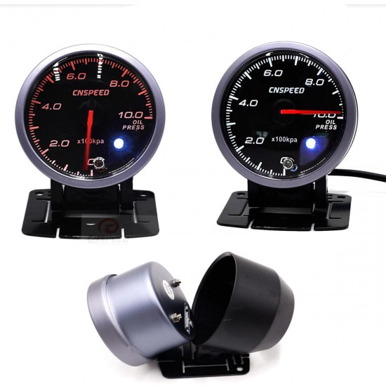 12V 2.5 Inch 60mm Step Motor Digital LED Oil Fuel Press Pressure Gauge Meter Light