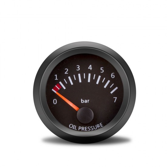 2inch 52mm 12V Car Dashboard Gauge Oil Pressure Gauge 0-7Bar Vehicle Meter Black Shell