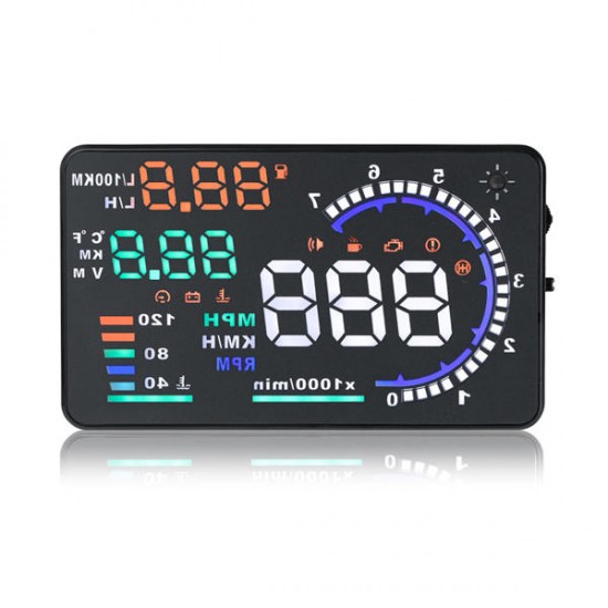 A8 5.5inch Car HUD Head Up Display with OBD2 Interface Plug