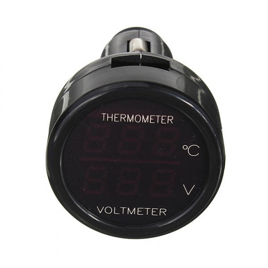 Car LED Digital Red&Blue Display 2 In 1 Dual Voltmeter Thermometer 12V Car LED Digital Red&Blue Display 2 In 1 Dual Voltmeter Thermometer 12V