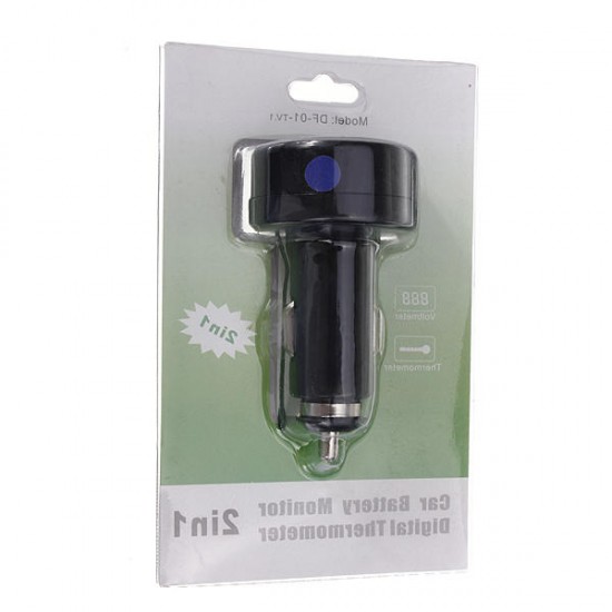 Car LED Digital Red&Blue Display 2 In 1 Dual Voltmeter Thermometer 12V Car LED Digital Red&Blue Display 2 In 1 Dual Voltmeter Thermometer 12V