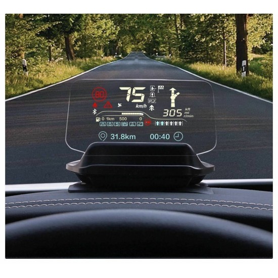 Car HUD Head Up bluetooth Display OBD Driving Data Overspeed Intelligence Warning From
