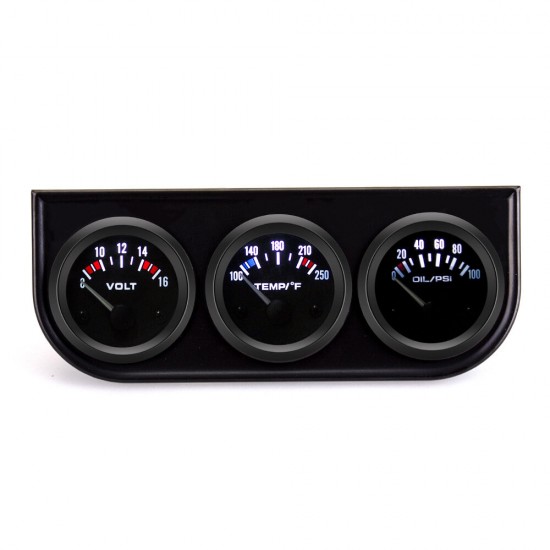 Universal 12V 52mm 3-In-1 Digital Gauge Voltmeter for Volt Meter Water Temperature Oil Pressure Triple Meter Kit