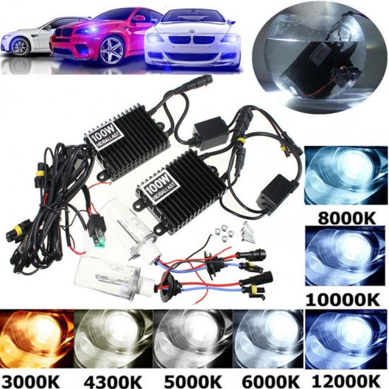 2Pcs 100W H1 Car Xenon Headlights Bulbs HID Lamp Kit with Ballast 4300K-12000K DC 12V 2Pcs 100W H1 Car Xenon Headlights Bulbs HID Lamp Kit with Ballast 4300K-12000K DC 12V