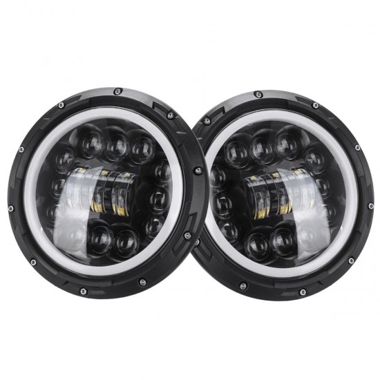 2Pcs 7 Inch 60W Round LED Projection Headlights Head Lamps DRL Turn Signal Lights Hi/Low Beam Waterproof 10V-30V For Jeep Wrangler