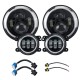 2Pcs 7Inch Round LED Headlights Halo DRL Angle eyes Turn Signal Light with 2Pcs 4Inch Fog Lights For Wrangler 2Pcs 7Inch Round LED Headlights Halo DRL Angle eyes Turn Signal Light with 2Pcs 4Inch Fog Lights For Wrangler