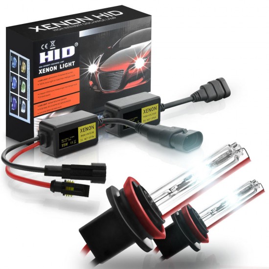 2Pcs Car HID Xenon Headlights Fog Lamp Super Mini Xenon Light Bulbs Set 55W 3200LM 6000K/8000K