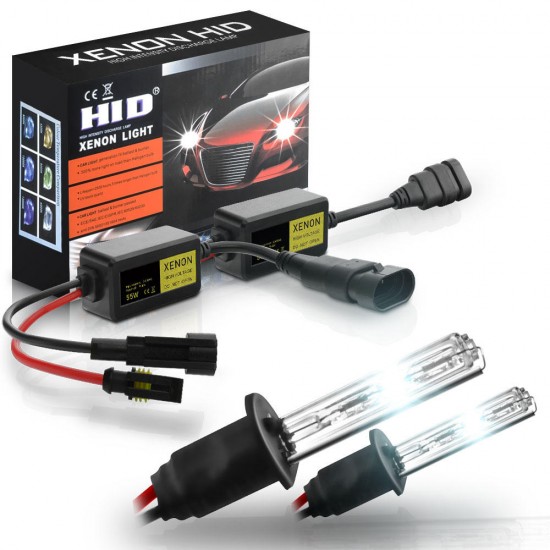 2Pcs Car HID Xenon Headlights Fog Lamp Super Mini Xenon Light Bulbs Set 55W 3200LM 6000K/8000K