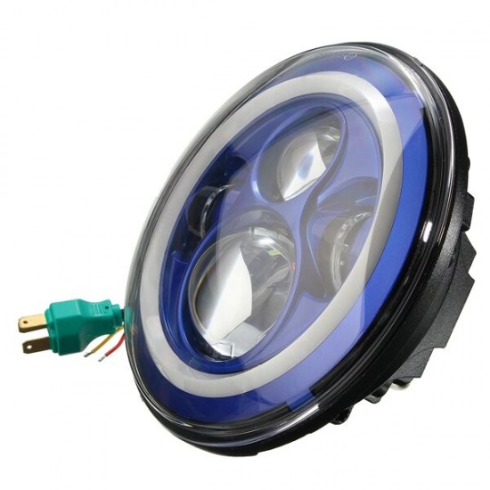 7inch 6000K LED Hi-Lo Beam Headlight Halo Angle Eyes White DRL Blue Turn Light For Jeep Wrangler