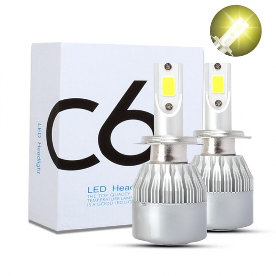C6 COB LED H4 H7 Car Headlights 3000K Golden Yellow Bulbs H1 9005 9006 Fog Lamps 72W 7600LM C6 COB LED H4 H7 Car Headlights 3000K Golden Yellow Bulbs H1 9005 9006 Fog Lamps 72W 7600LM