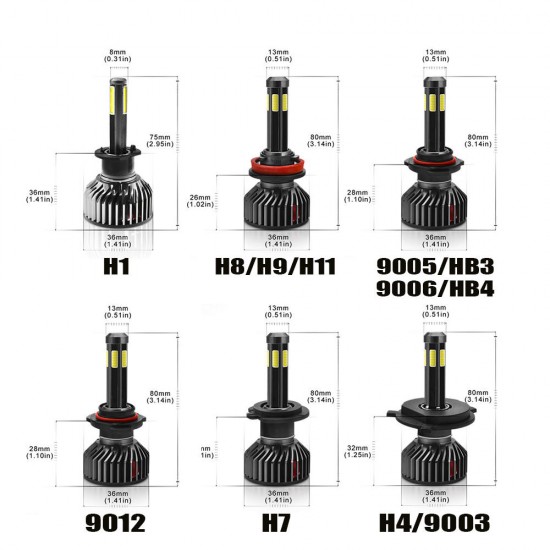 Mini F6 55W 6 Sides LED Car Headlights Bulbs H1 H7 H8/H9/H11 9005 9006 3D 360 Degree Fog Lamp 6000K Pure White