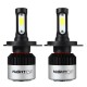 2PCS S2 COB LED Car Headlights Bulbs Fog Light H4 72W 9000LM 6500K White