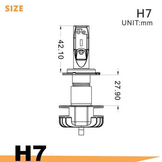 2W 6000LM 6000K IP68 H7 LED Headlight Kit Waterproof Spot Lightt Beam Bulb