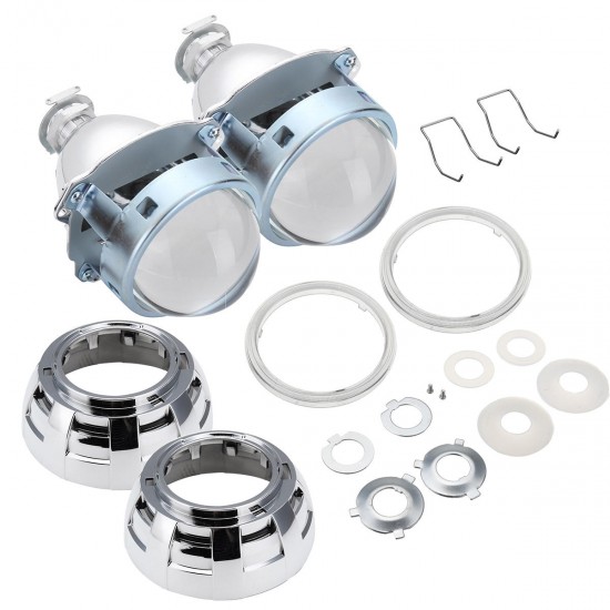 Pair 3Inch HID Bi-Xenon Projector Lens Headlights Shroud H1 H4 H7 Car Headlight Retrofit Pair 3Inch HID Bi-Xenon Projector Lens Headlights Shroud H1 H4 H7 Car Headlight Retrofit